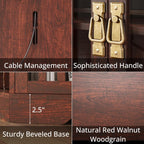 IRONCK Corner TV Stand  with Power Outlet for TVs up to 60 Inch, Red Walnut