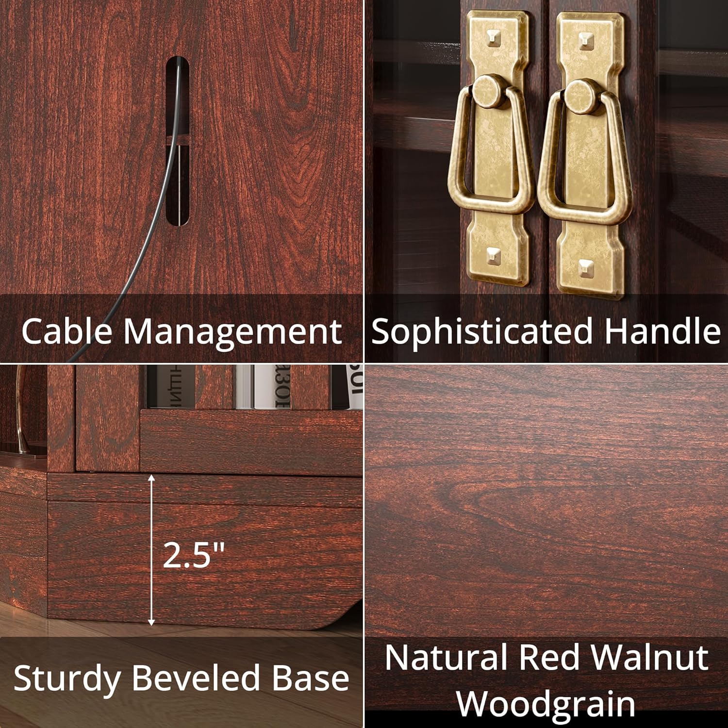 IRONCK Corner TV Stand  with Power Outlet for TVs up to 60 Inch, Red Walnut