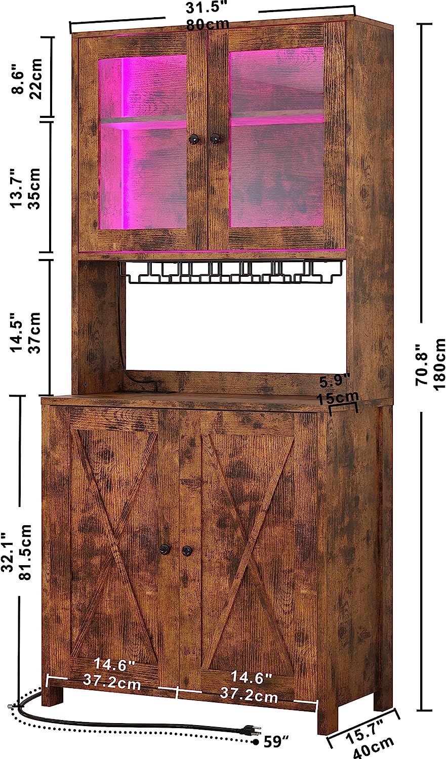 71” Bar Cabinets with LED Light