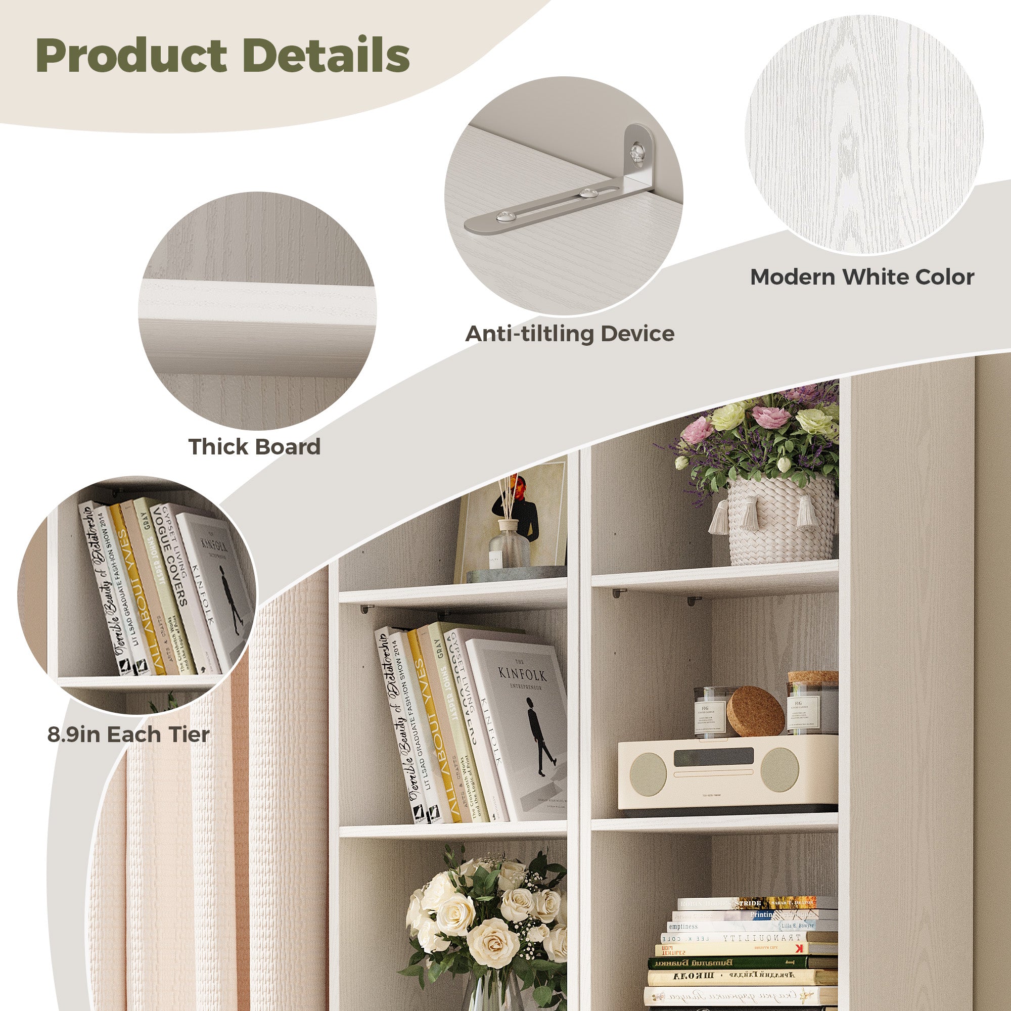 74.8" Tall Narrow Bookcase