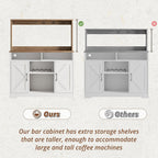 IRONCK 58" Farmhouse Coffee Bar Cabinet with Storage & Power Outlets, White