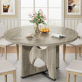 IRONCK 47.2" Wooden Round Dining Table for 4-6 People, Walnut