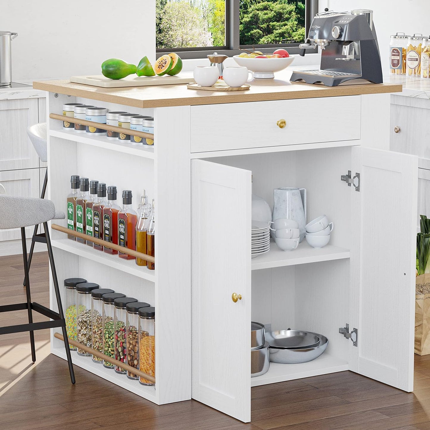 IRONCK Kitchen Island with Large Storage