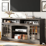 IRONCK Farmhouse TV Stand for 65 Inch TV, 32“Tall Entertainment Cente, Dark Rustic Oak