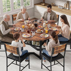 IRONCK 47.2" Wood Round Dining Table for 4, Rustic Brown
