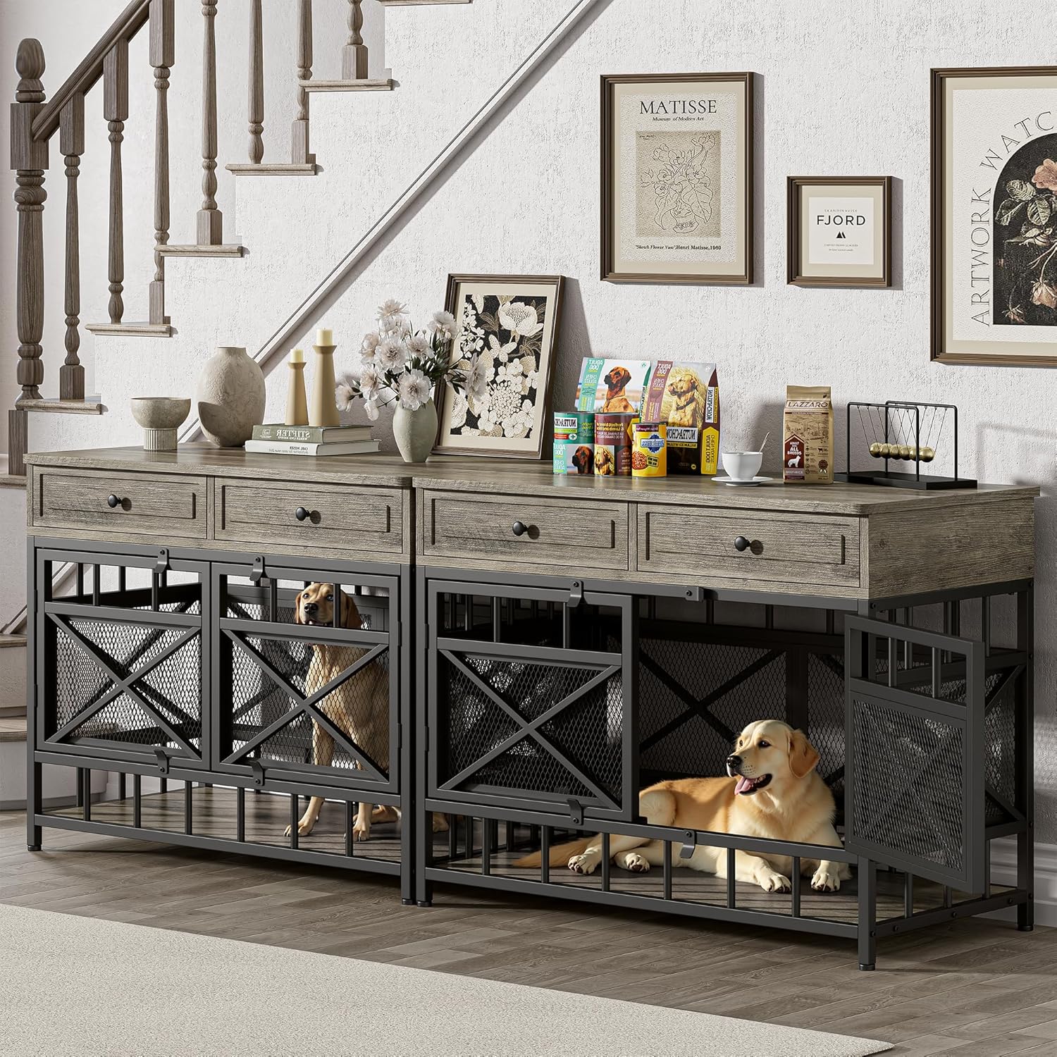 IRONCK 44 inch Large Dog Crate Furniture