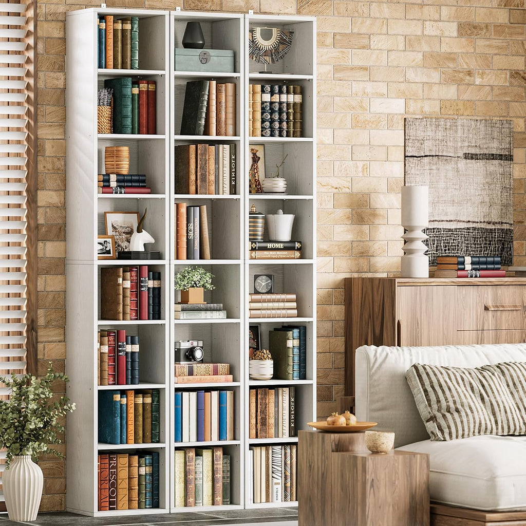 IRONCK 8 Tiers Tall Narrow Compact Corner Bookcase, White