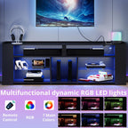 IRONCK Entertainment Center with LED Gaming TV Cabinet for PS4, Black