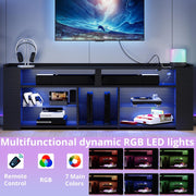 IRONCK Entertainment Center with LED Gaming TV Cabinet for PS4, Black