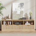 IRONCK 59" Fluted TV Stand for TVs Up to 65", Natural Oak