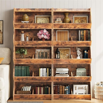 Bookcase and Bookshelf 6 Tiers with Storage Shelves