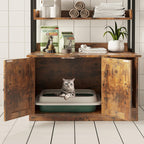 IRONCK Litter Box Enclosure with 4 Shelves and Doors