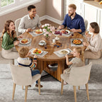 IRONCK 47.2" Wooden Round Dining Table for 4-6 People, Walnut