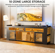 IRONCK TV Stand 75" with Charging Station, LED Entertainment Center