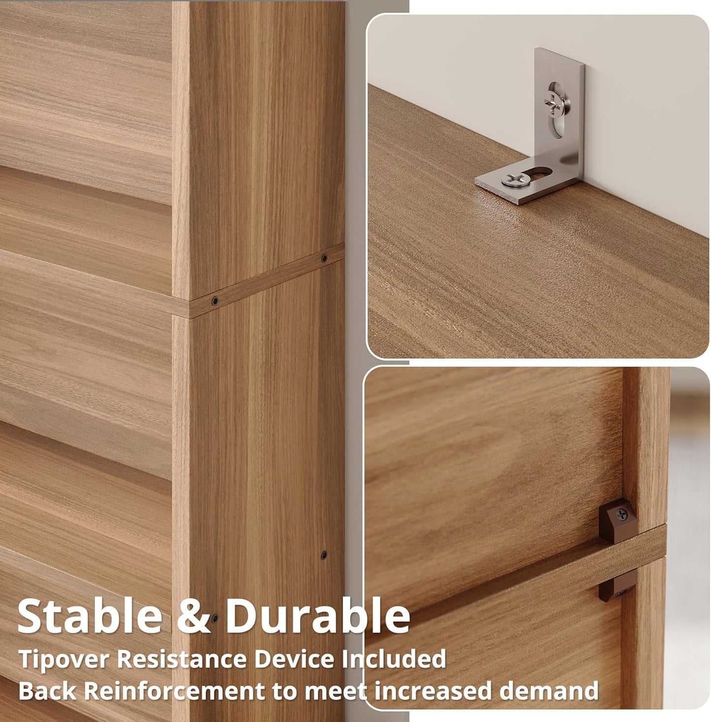 IRONCK Bookshelves and Bookcases Floor Standing 6 Tiers, Oak Brown