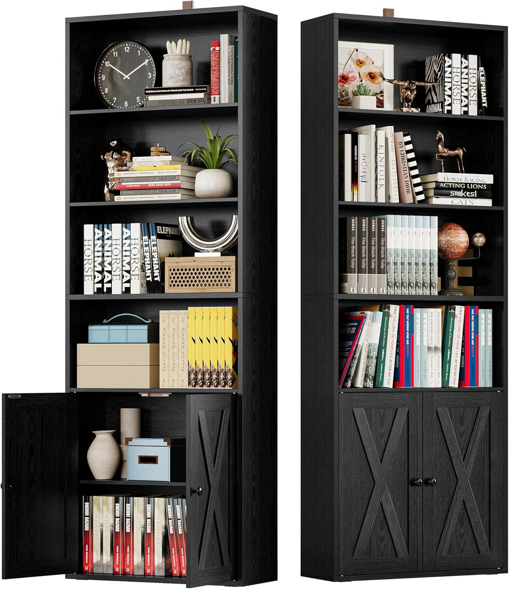 IRONCK Industrial Bookshelves and Bookcases with Doors Set of 2 Floor