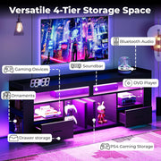 IRONCK TV Stand for 75 Inch TV, Carbon Fiber Entertainment Center with 2 Drawers