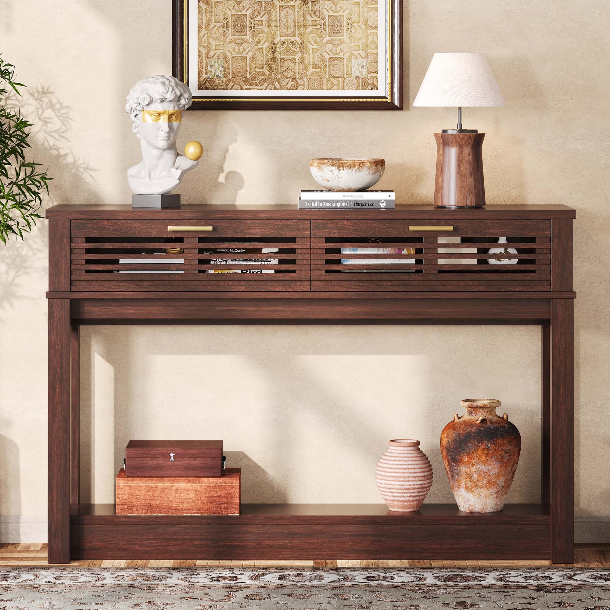 IRONCK 47"  Console Table with Drawer for Living Room, Black