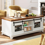 7 Furniture 48'' Coffee Table with Sliding Barn Doors