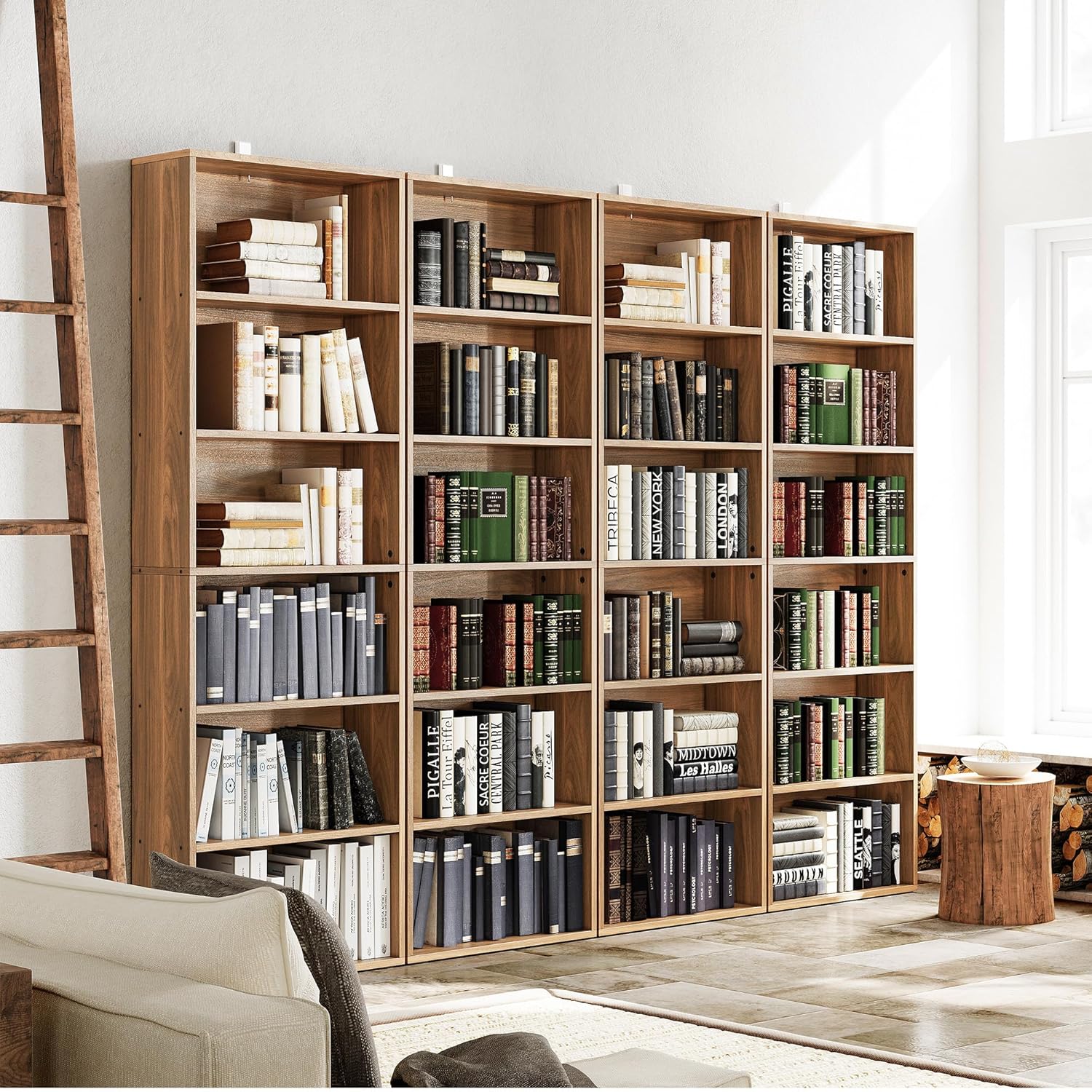 IRONCK Bookshelves and Bookcases Floor Standing 6 Tiers, Oak Brown