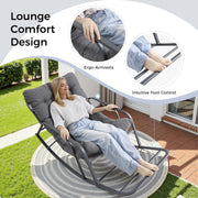 IRONCK Patio Rocking Chair with Cushion, Oversized Outdoor Rocking Chair, Gray