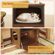 IRONCK Cat House for Indoor 2-in-1 Wooden Cat Condo with Scratching Board, Walnut