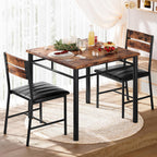 IRONCK Dining Table Set for 2 with Upholstered Chairs, Rustic Brown