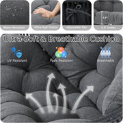 IRONCK Double Egg Chair Outdoor, 2 Person Wicker Lounge Chair, Dark Grey