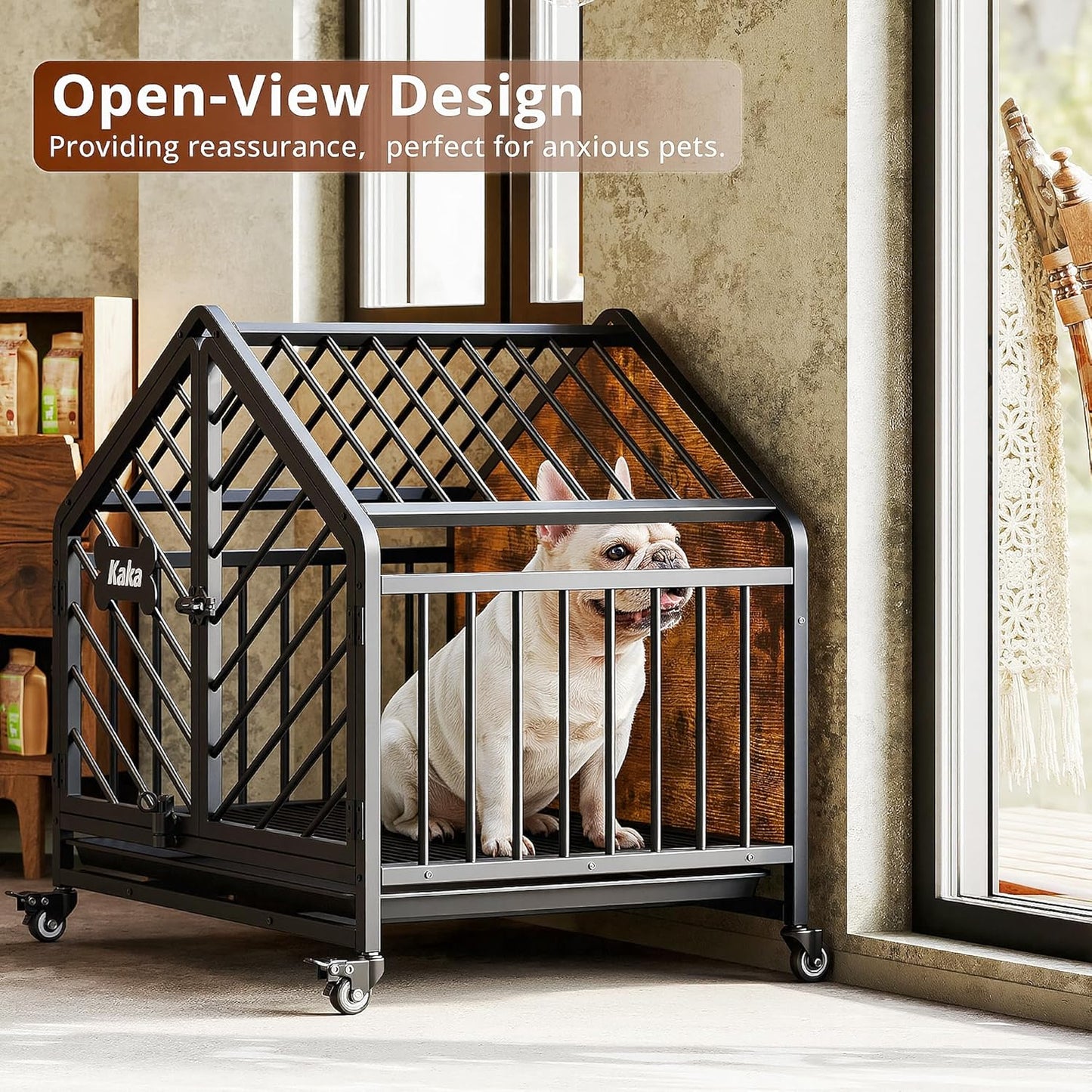 IRONCK 27.6" Dog Crate Furniture with Name Tag