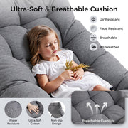 IRONCK Patio Rocking Chair with Cushion, Oversized Outdoor Rocking Chair, Gray