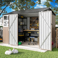 IRONCK 8x6FT Outdoor Storage Shed with Clear Window, Outdoor Shed, Brown Breathable Vent, Lockable Doors, Metal Garden Storage, Tool Shed, For Poolside, Patio, Backyard