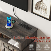 IRONCK Farmhouse TV Stand for 65 Inch TV, 32“Tall Entertainment Cente, Dark Rustic Oak