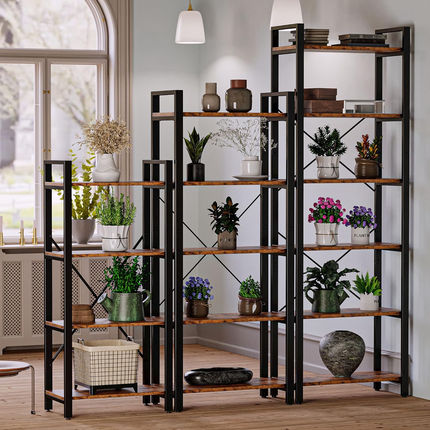IRONCK Bookshelf 6-Tier Ladder Shelf 110lbs Display Shelf