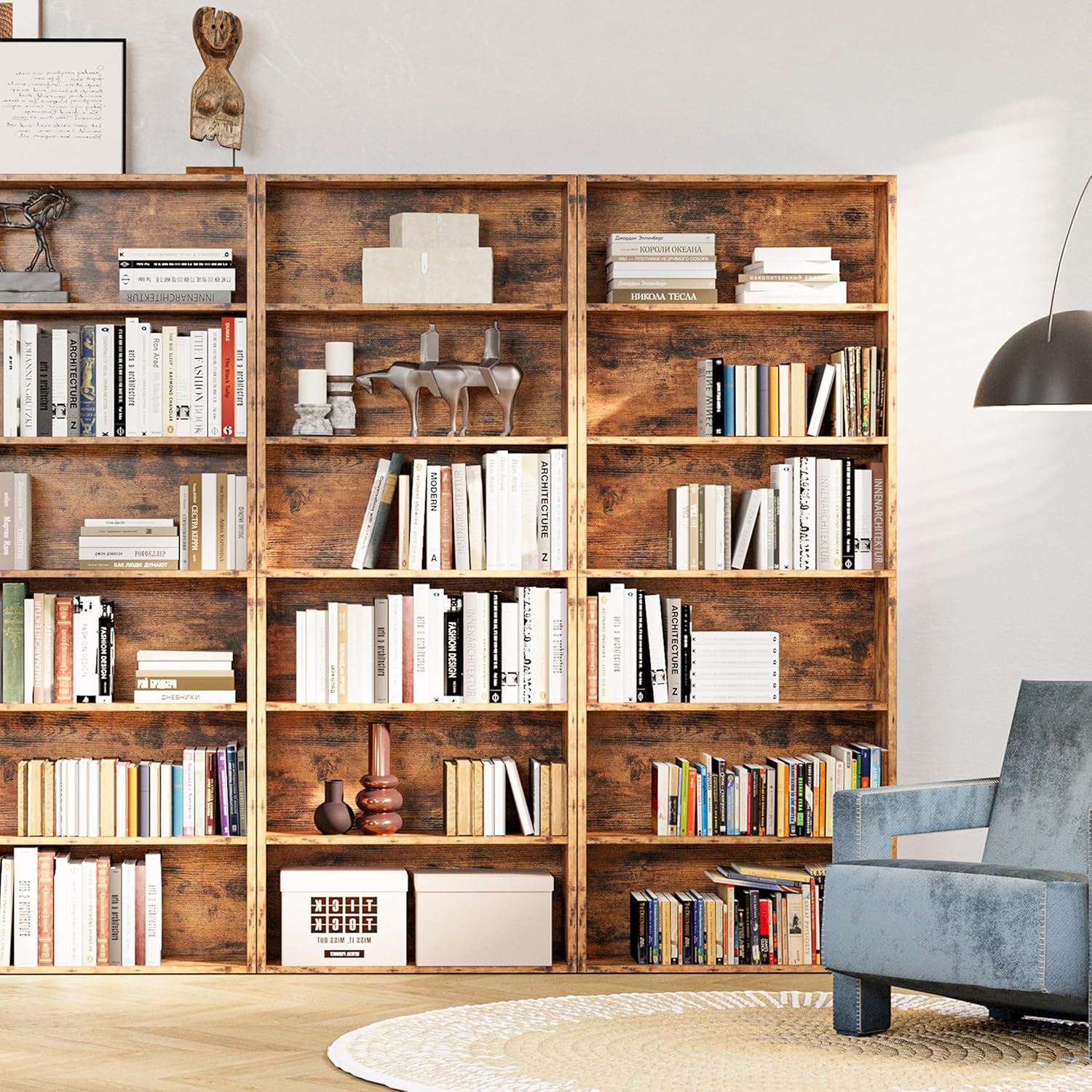 IRONCK Bookshelves and Bookcases Floor Standing 6 Tiers, Vintage Brown