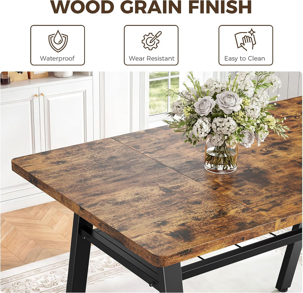 IRONCK 47.2 Inch Dining Table for 4-6, Kitchen Table with Storage Rack