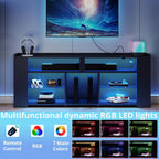 IRONCK Entertainment Center with Storage, 55 Inch Tall TV Stand with Power Outlet