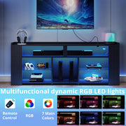 IRONCK Entertainment Center with Storage, 55 Inch Tall TV Stand with Power Outlet