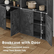 IRONCK Industrial 70 in Bookshelves and Bookcases with Doors Floor Standing 6 Shelf, Charcoal Grey