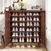 IRONCK 6-Tier Wooden  Shoe Cabinet with Slatted Doors