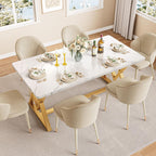 IRONCK 63" Dining Table for 4-6,  with Sturdy Metal Frame-White