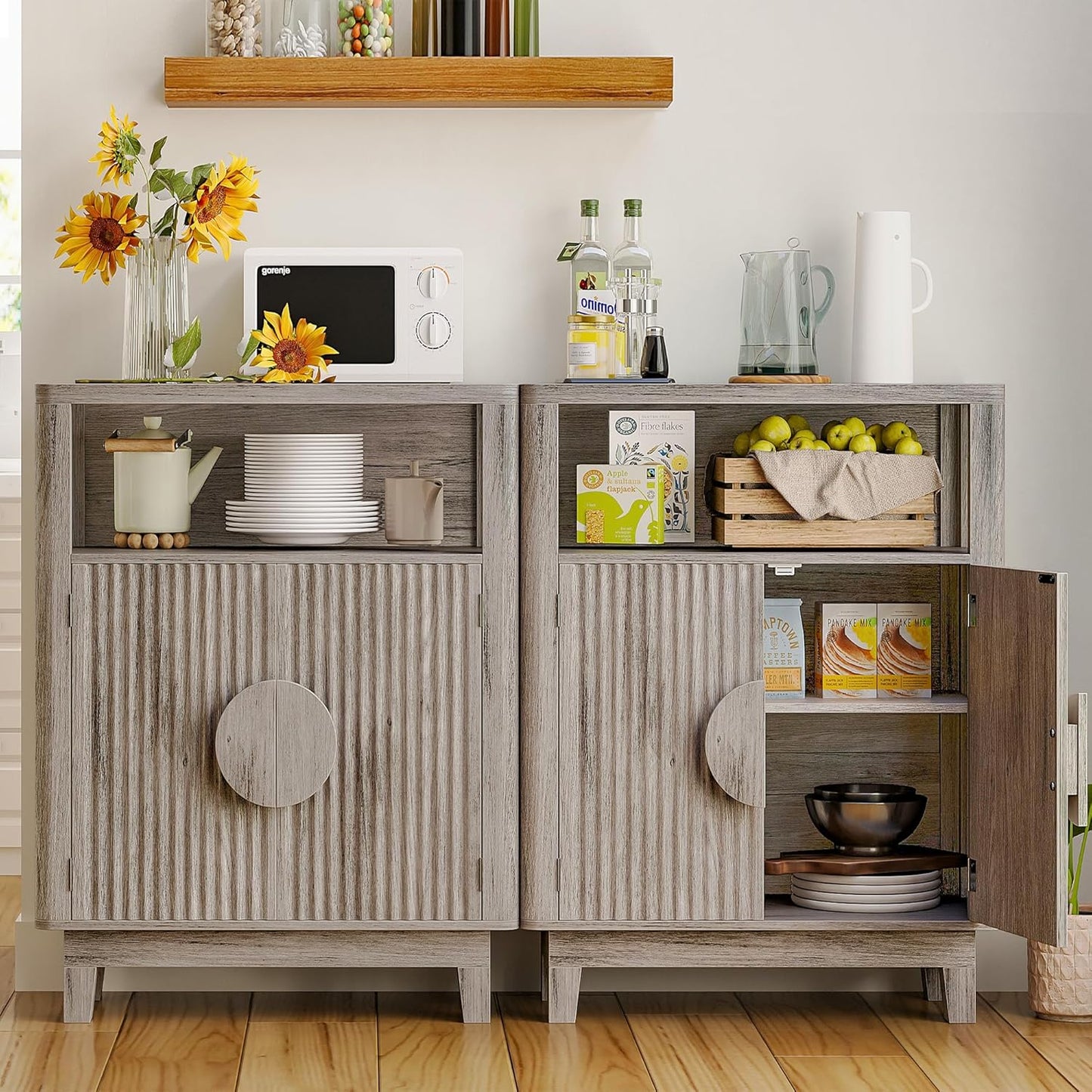 IRONCK Badezimmerschrank mit Tür, kleiner Aufbewahrungsschrank mit verstellbaren Einlegeböden 