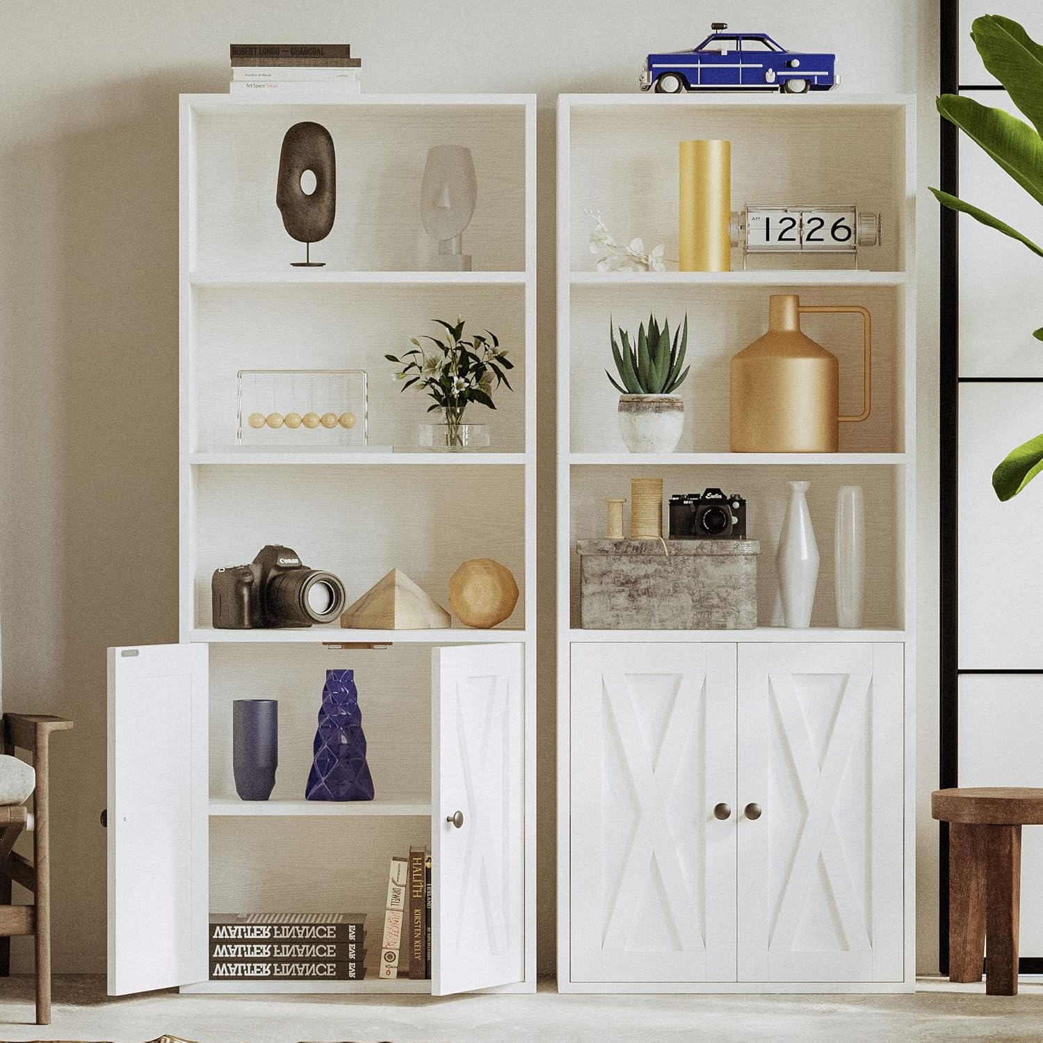 IRONCK 5 Shelf Industrial Bookshelves and Bookcases with Doors