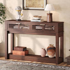 IRONCK 47"  Console Table with Drawer for Living Room, Red Walnut