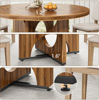 IRONCK 47.2" Wooden Round Dining Table for 4-6 People, Walnut