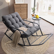 IRONCK Patio Rocking Chair with Cushion, Oversized Outdoor Rocking Chair, Gray