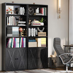 IRONCK Industrial Bookshelves and Bookcases with Doors Set of 2 Floor
