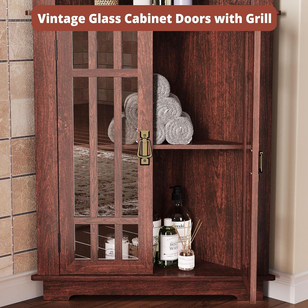 IRONCK  71" Corner Cabinet Storage Cabinet with 4 Glass Doors