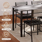 IRONCK Dining Table Set for 4, with Upholstered Chairs, Grey