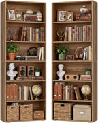 IRONCK Bookshelf and Bookcases 70" Tall, 6 Tiers Display Storage Shelves | Bookshelves Set of 2, Wood Bookcase with Open Display Shelves for Home Office, Living Room, Library