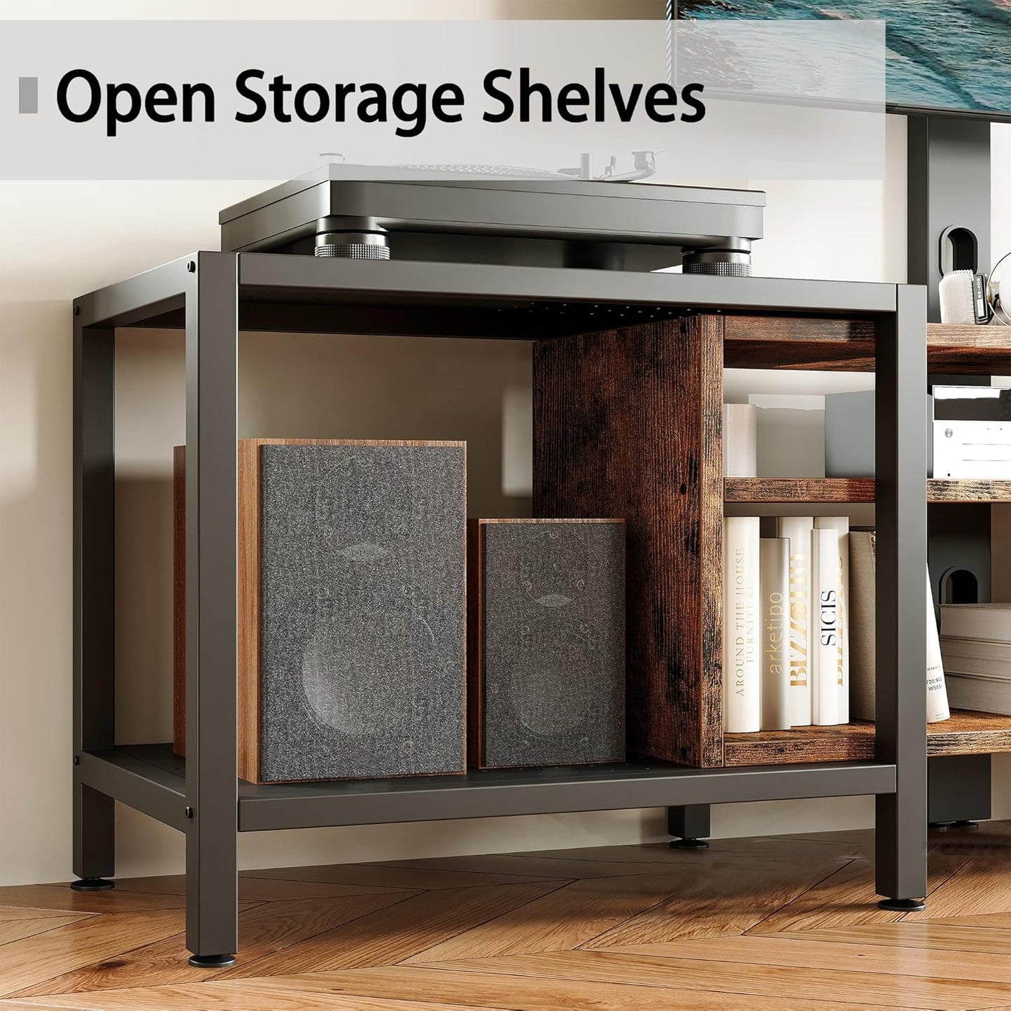 IRONCK 79 Inch TV Stand for TVs up to 85 Inch with Mount and Power Outlet